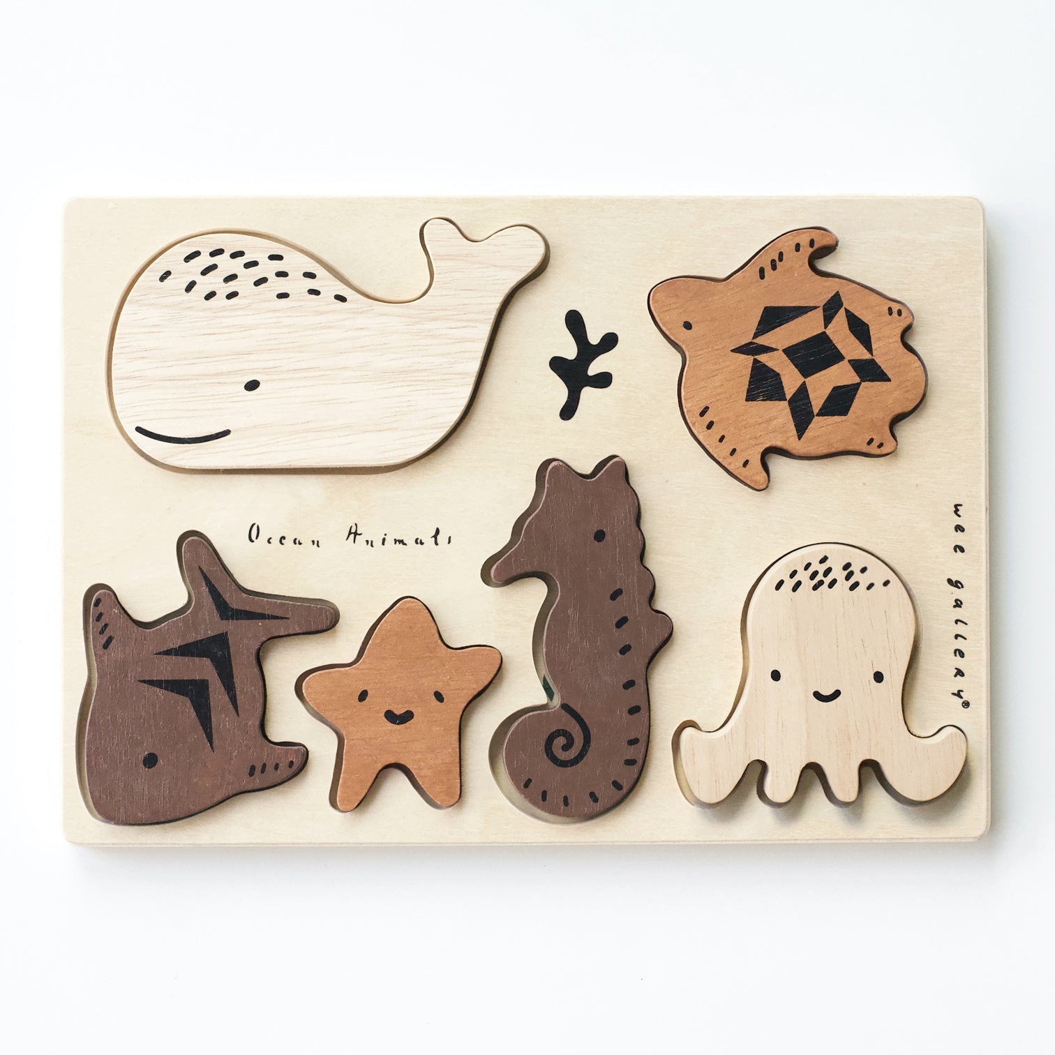 Wooden Tray Puzzle - Ocean Animals - 2nd Edition Wee Gallery   