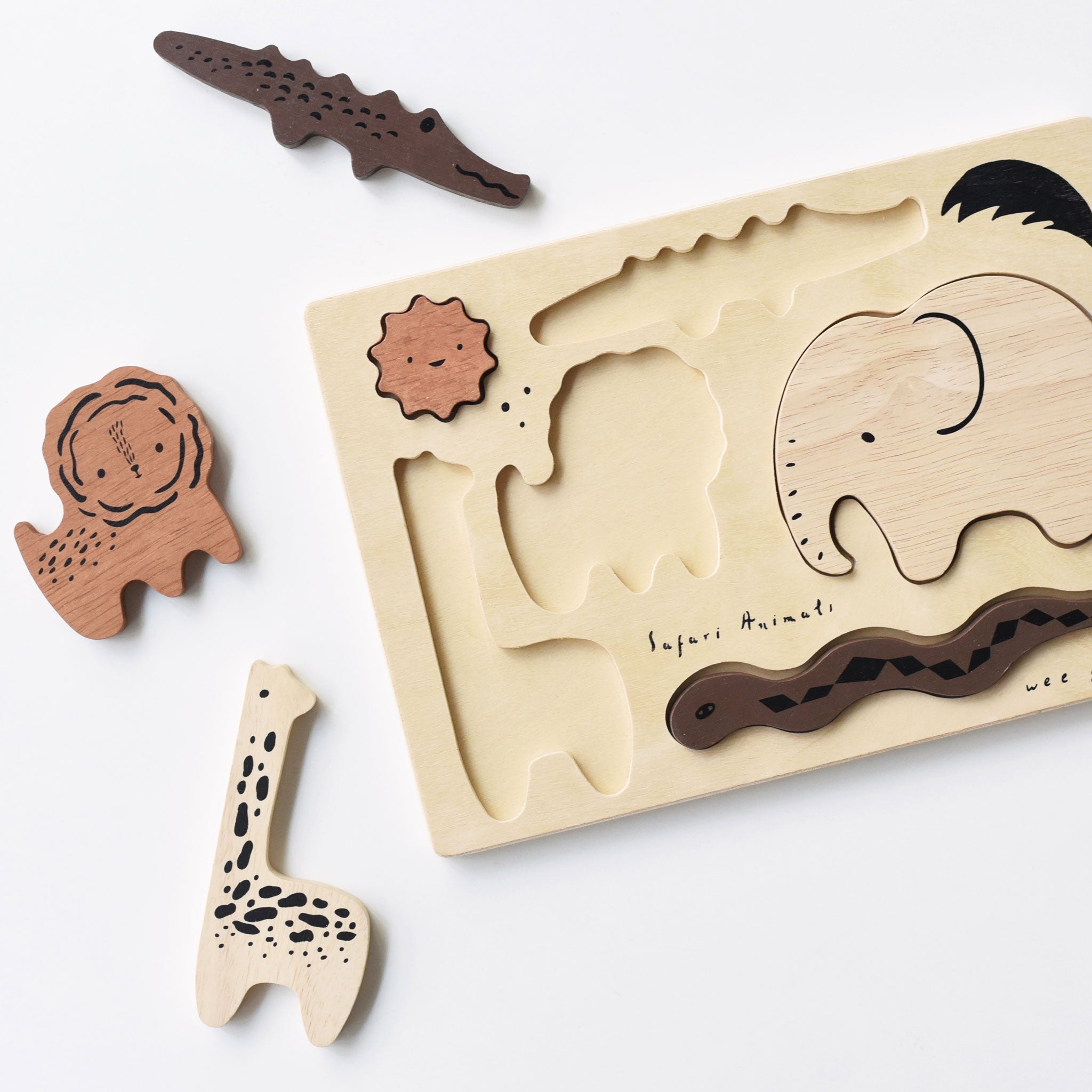 Wooden Tray Puzzle - Safari Animals - 2nd Edition Wee Gallery   