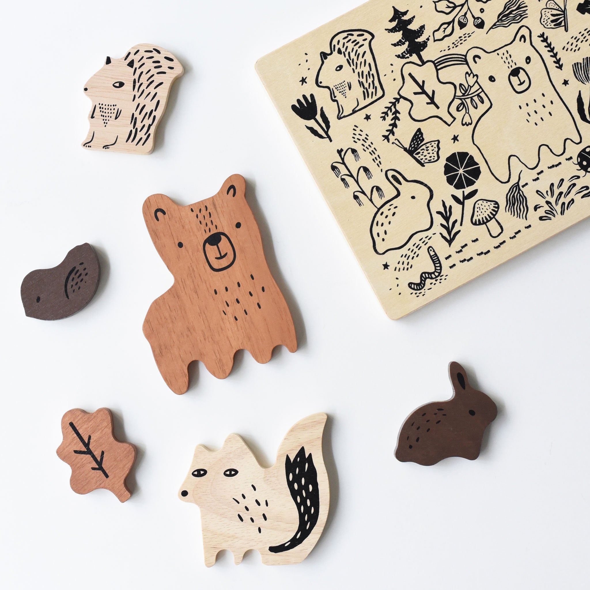 Wooden Tray Puzzle - Woodland Animals - 2nd Edition Wee Gallery   