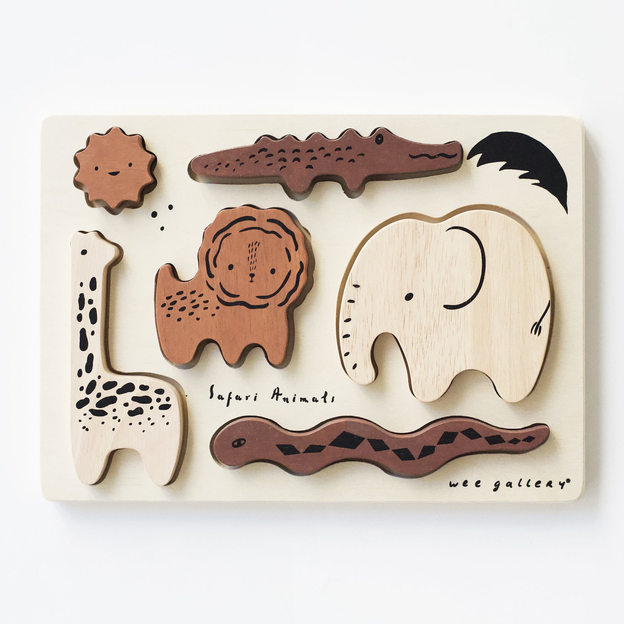 Wooden Tray Puzzle - Safari Animals - 2nd Edition Wee Gallery   